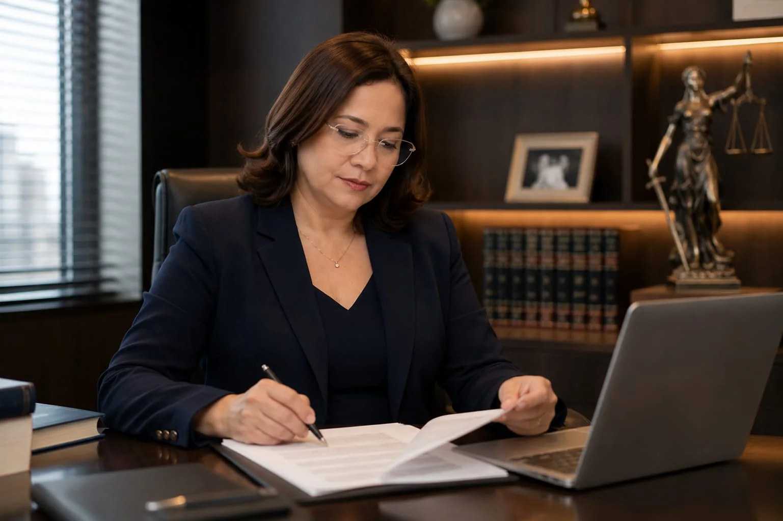 Cristiane Pinheiro trabalhando em seu escritório